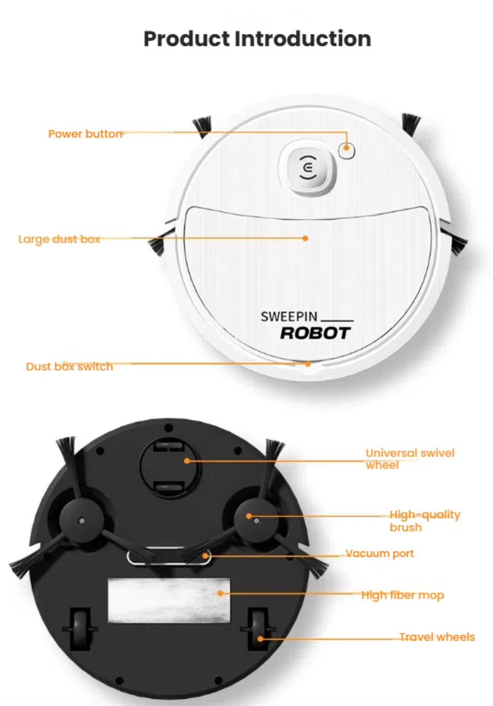Smart USB Rechargeable Robot Vacuum Cleaner – Effortless Everyday Cleaning